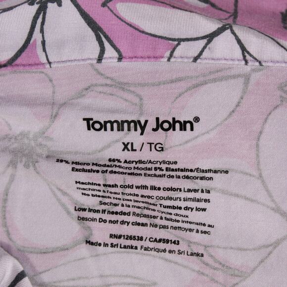 Tommy John Pajama Set Womens XL Purple Floral Button Top Pants Soft Lounge - Picture 2 of 9